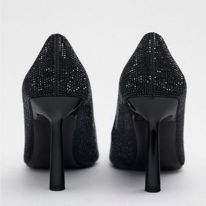 Zara Black Rhinestone High Heels Womens Size US 10 Pointed Toe NEW without Tags